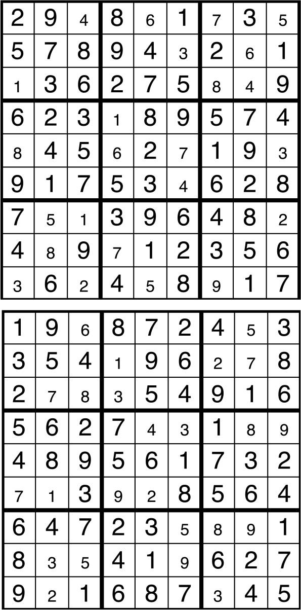 Solutions des sudokus du précédent numéro
