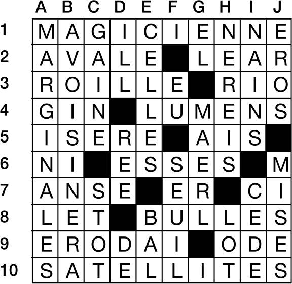 Solutions des mots croisés du précédent numéro