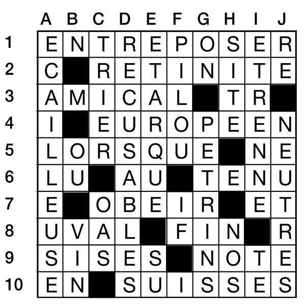 Solutions des mots croisés du précédent numéro