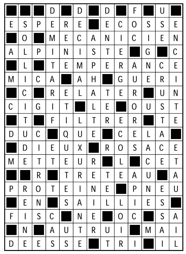 Solutions des mots fléchés du précédent numéro