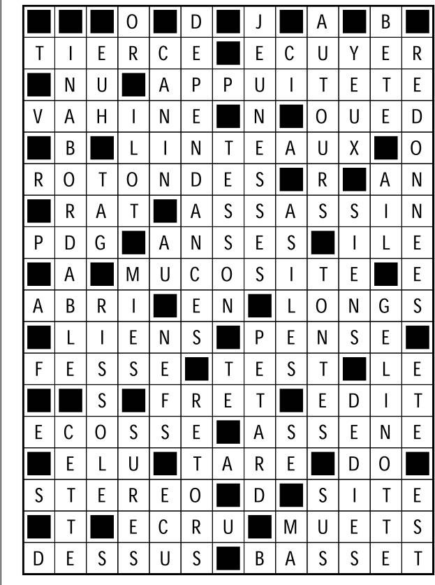 Solutions des mots fléchés du précédent numéro