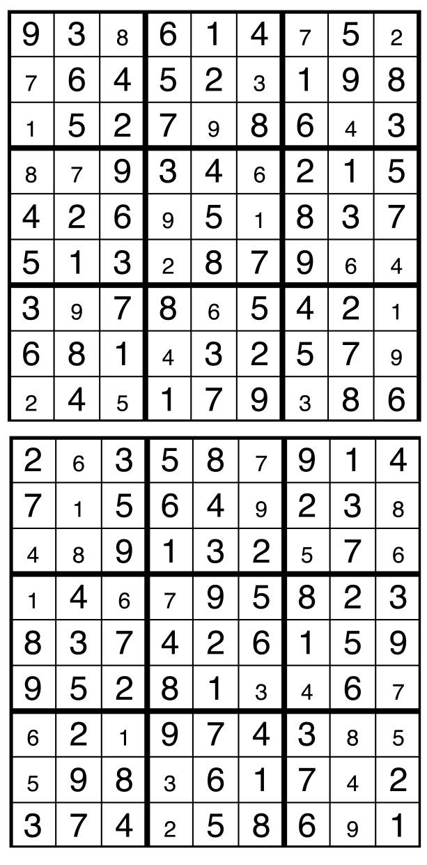 Solutions des sudokus du précédent numéro