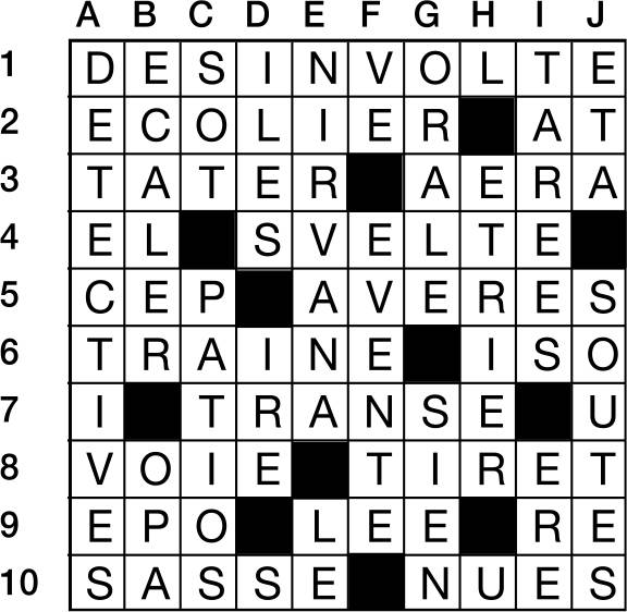 Solutions des mots croisés du précédent numéro