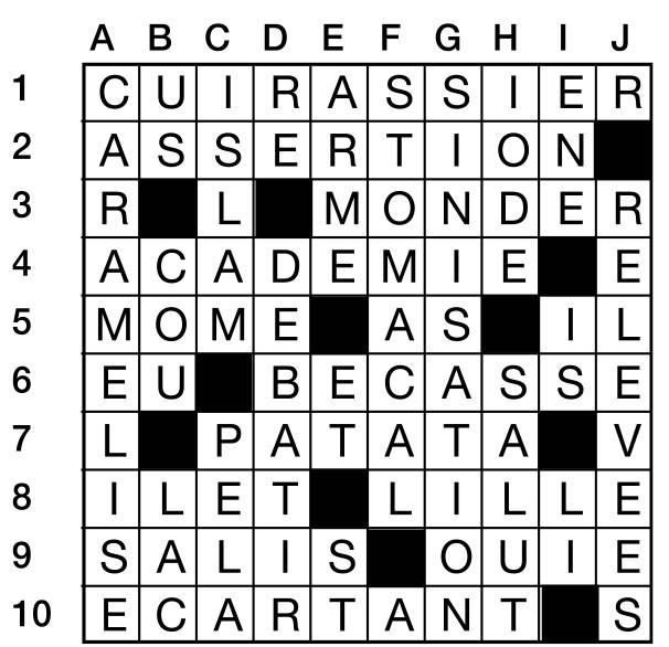 Solutions des mots croisés du précédent numéro