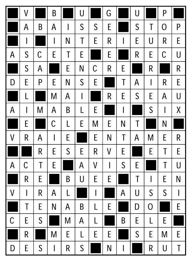 Solutions des mots fléchés du précédent numéro