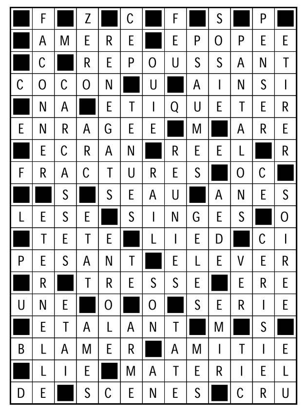 Solutions des mots fléchés du précédent numéro