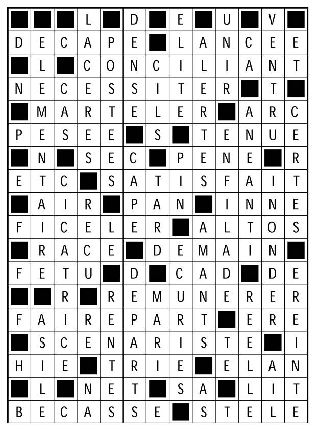 Solutions des mots fléchés du précédent numéro