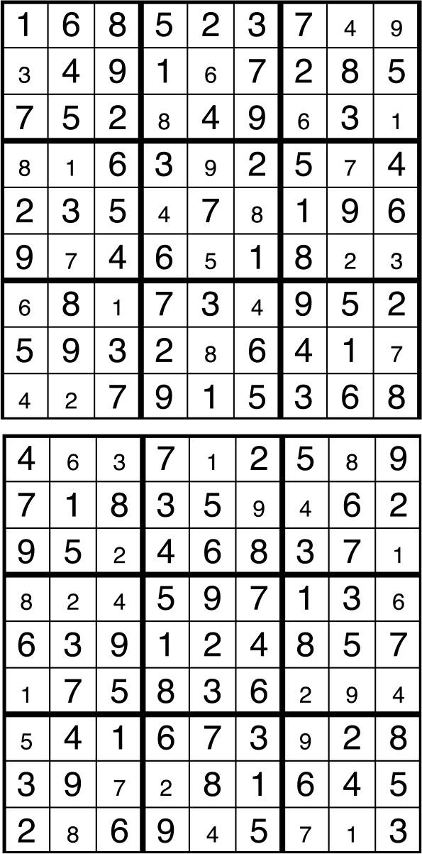 Solutions des sudokus du précédent numéro