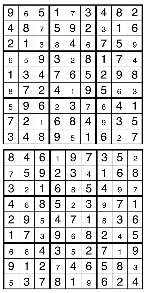Solutions des sudokus du précédent numéro