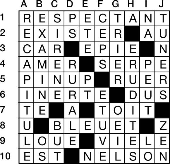 Solutions des mots croisés du précédent numéro
