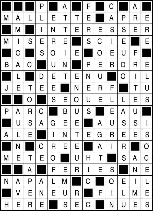 Solutions des mots fléchés du précédent numéro