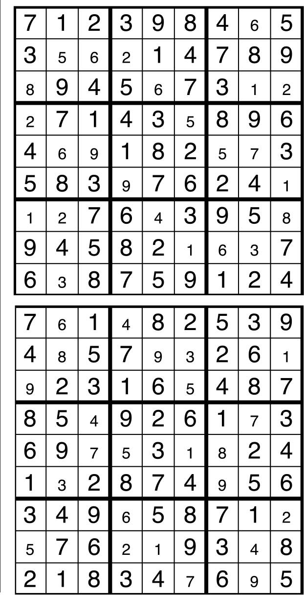 Solutions des sudokus du précédent numéro