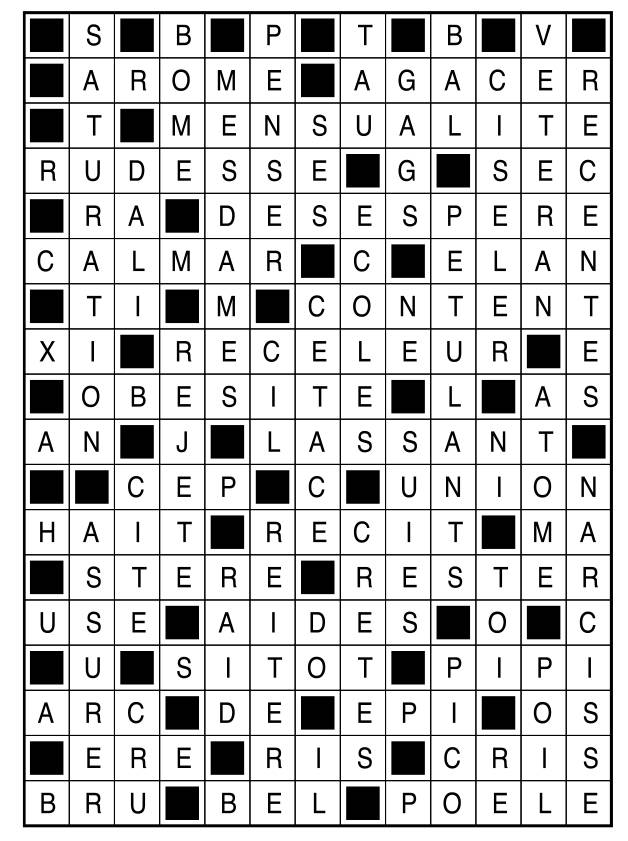 Solutions des mots fléchés du précédent numéro