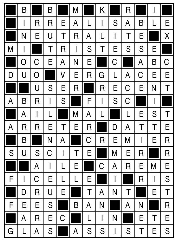 Solutions des mots fléchés du précédent numéro