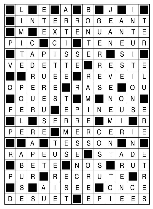 Solutions des mots fléchés du précédent numéro