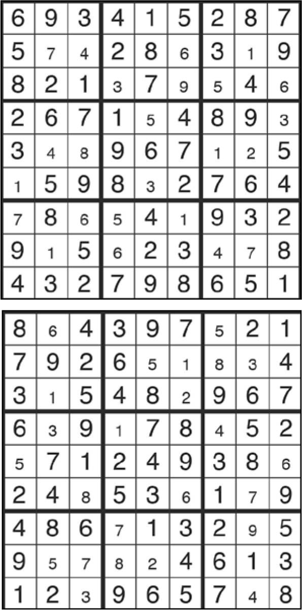 Solutions des sudokus du précédent numéro