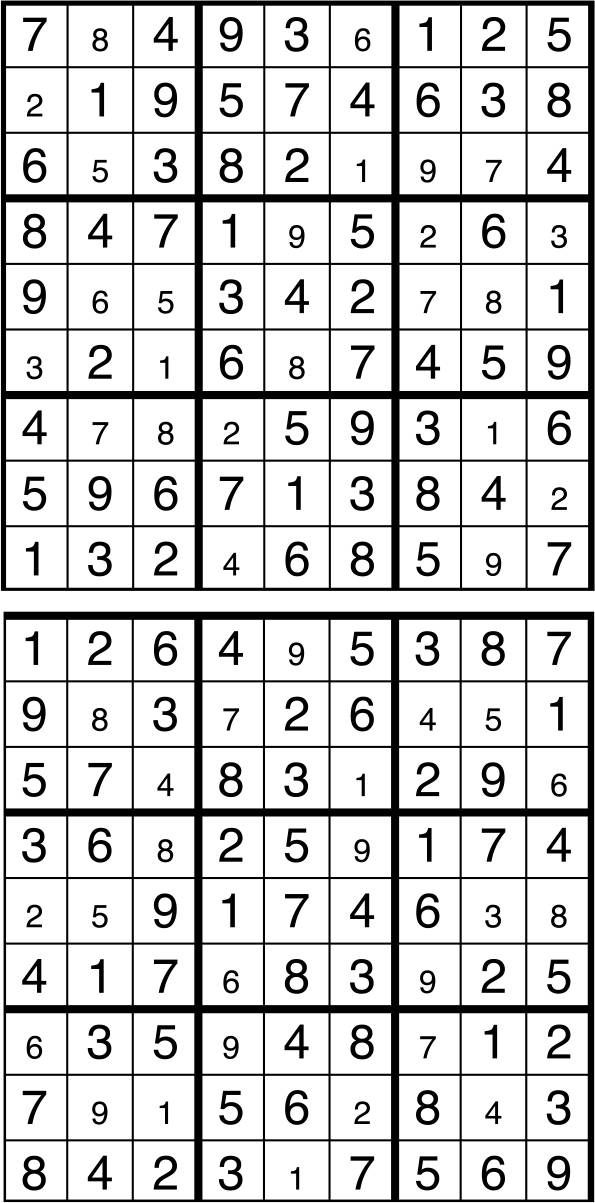 Solutions des sudokus du précédent numéro