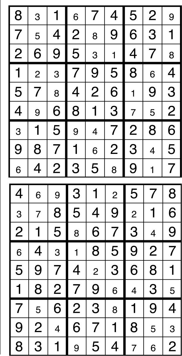 Solutions des sudokus du précédent numéro