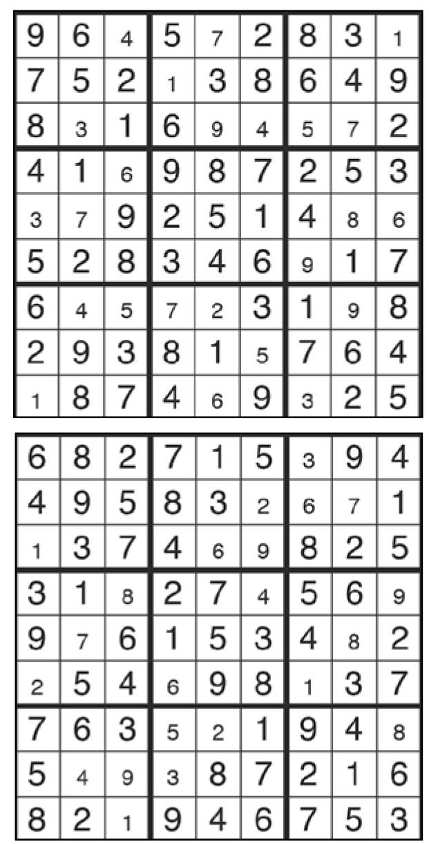 Solutions des sudokus du précédent numéro