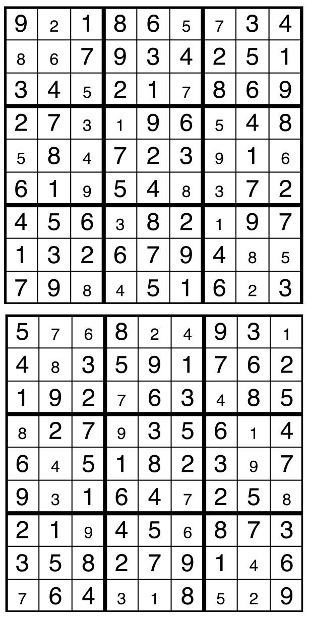 Solutions des sudokus du précédent numéro