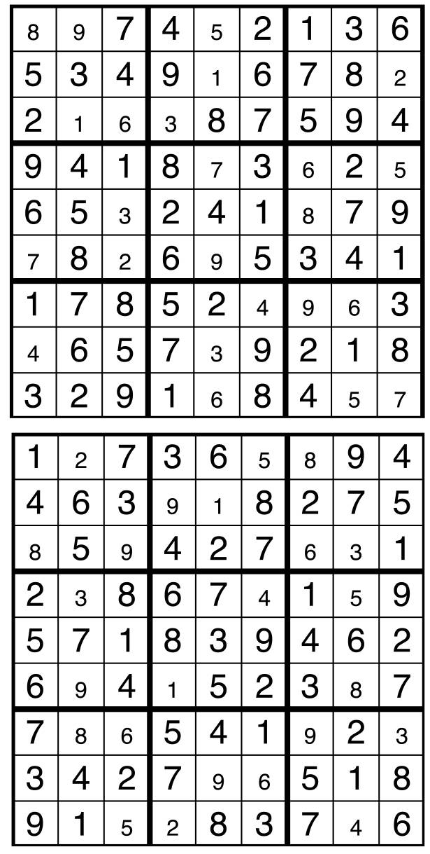 Solutions des sudokus du précédent numéro