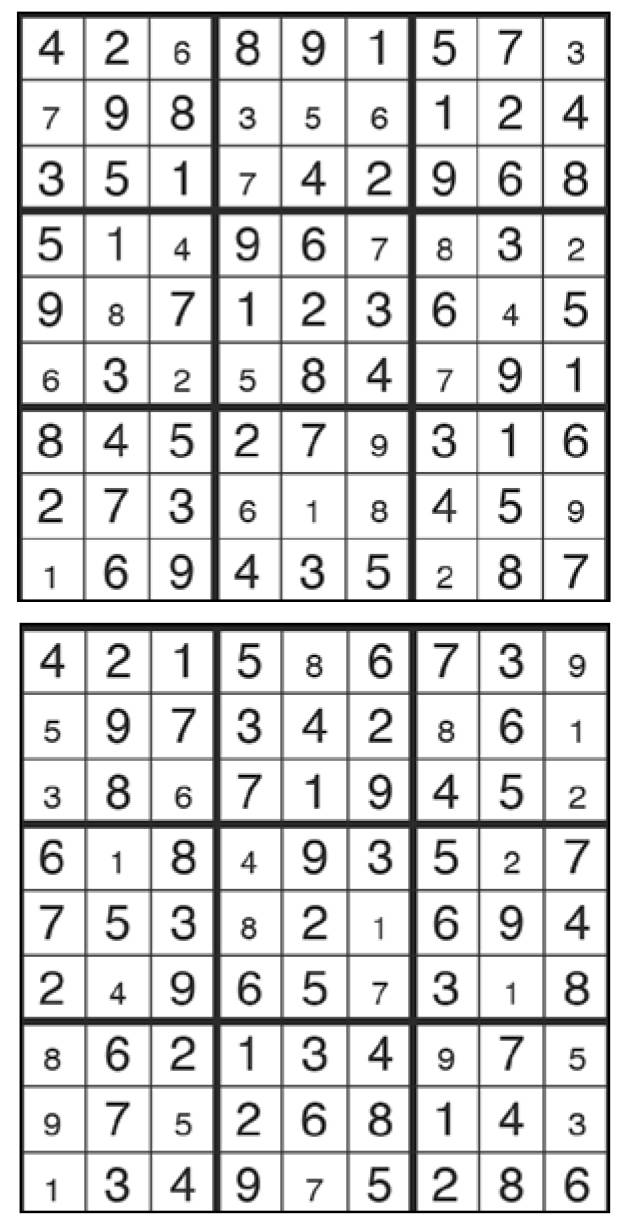 Solutions des sudokus du précédent numéro