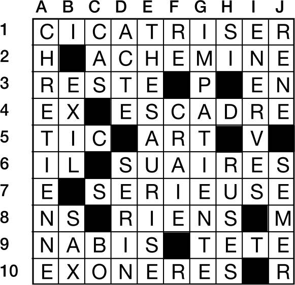 Solutions des mots croisés du précédent numéro