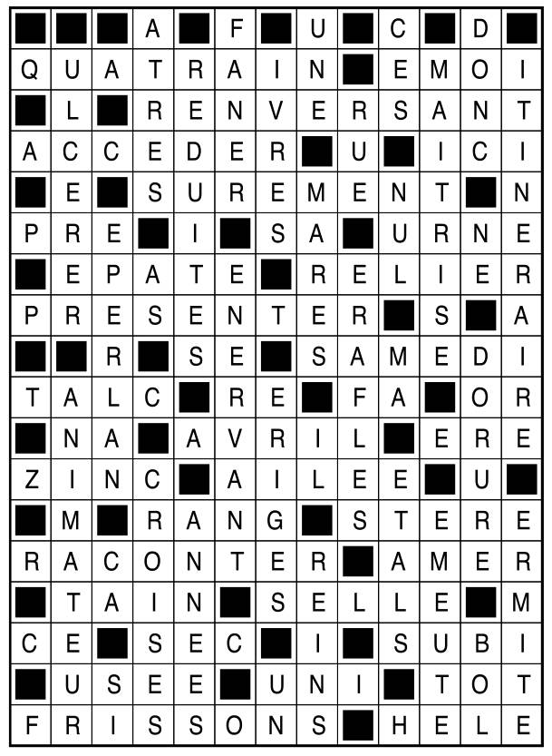 Solutions des mots fléchés du précédent numéro