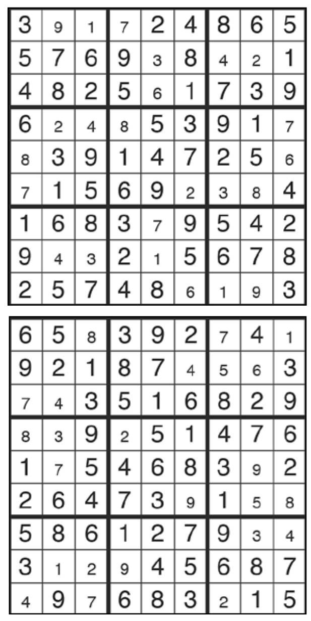 Solutions des sudokus du précédent numéro