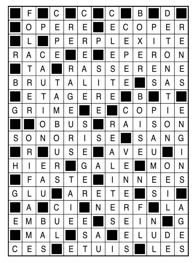 Solutions des mots fléchés du précédent numéro