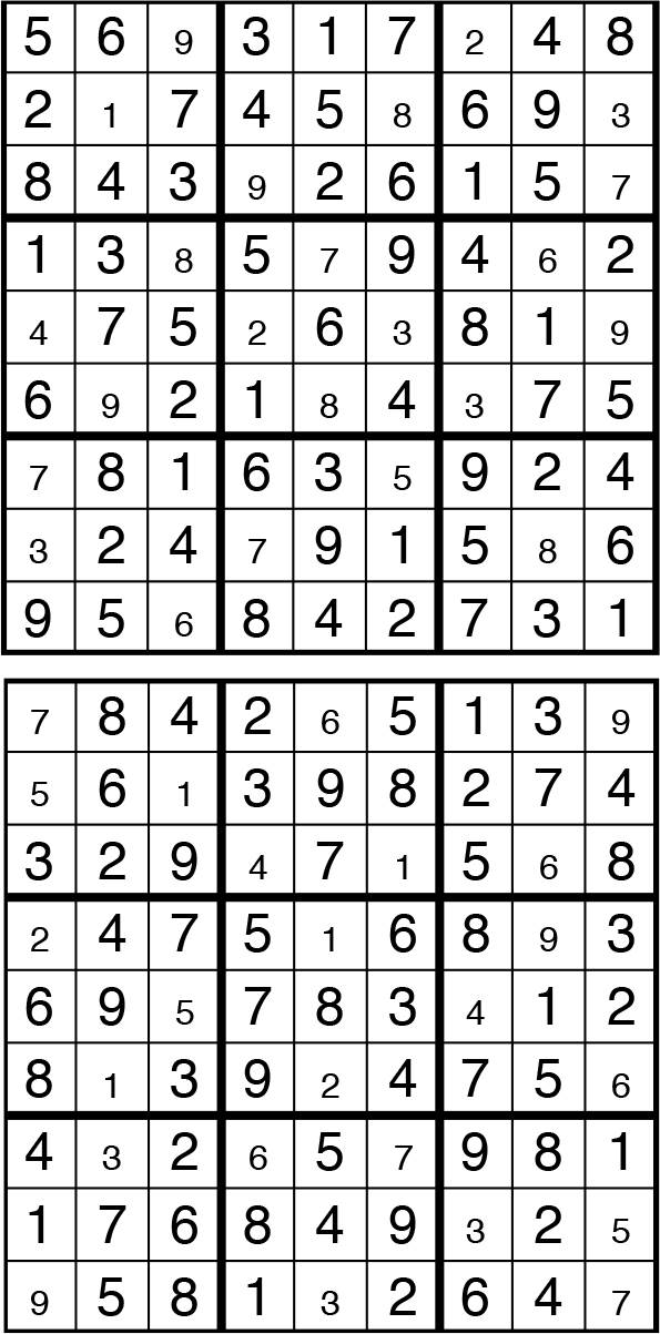 Solutions des sudokus du précédent numéro