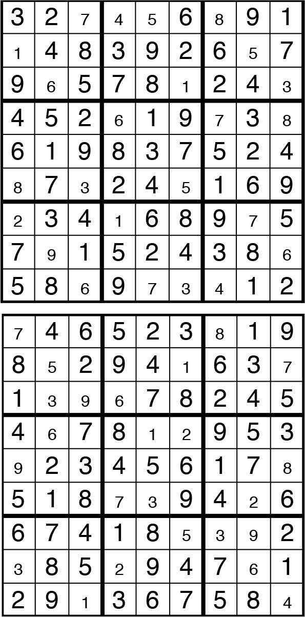 Solutions des sudokus du précédent numéro