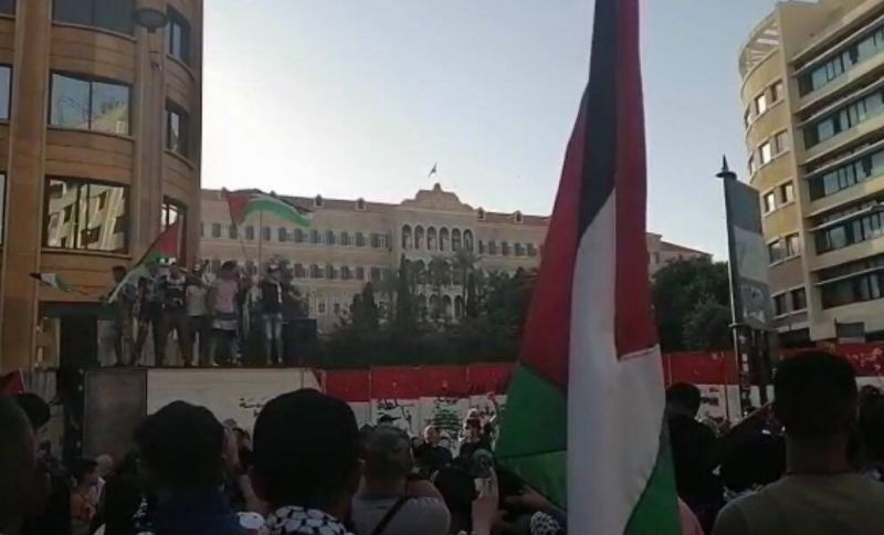 Rassemblement de solidarité avec la Palestine à Riad el-Solh, cinq blessés à Adaïssé dans le Sud
