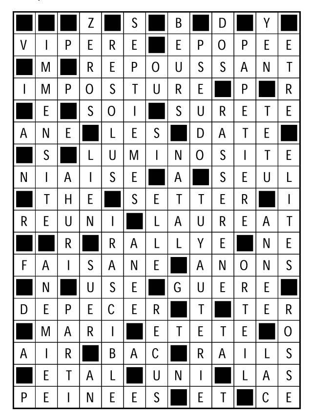Solutions des mots fléchés du précédent numéro