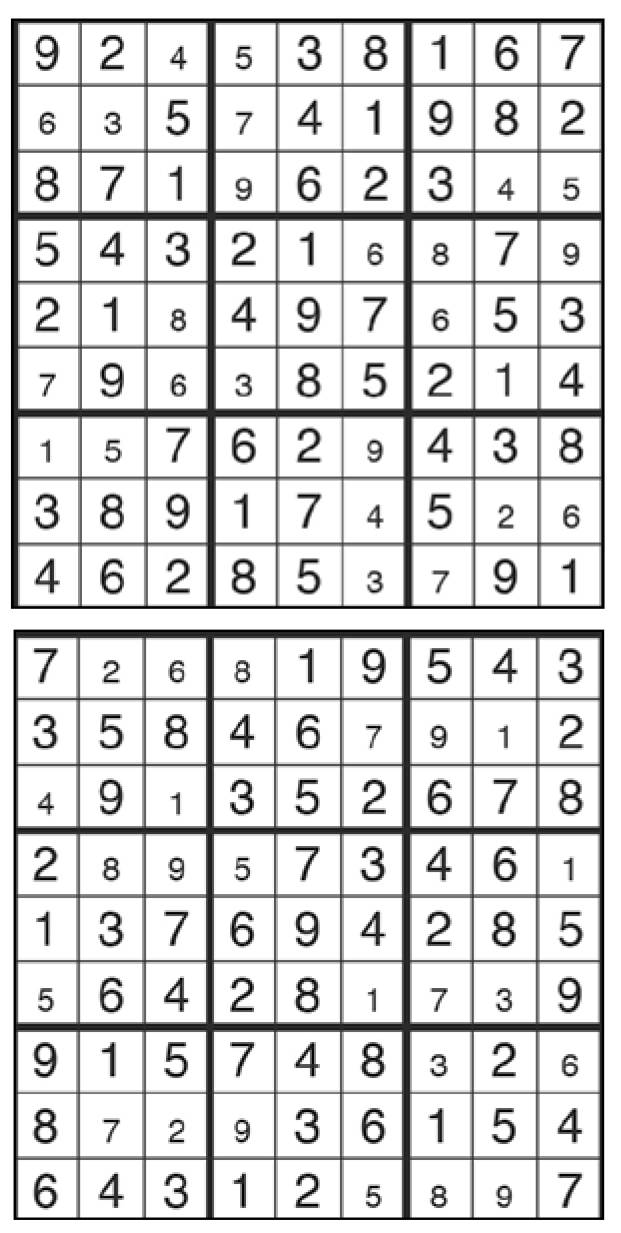 Solutions des sudokus du précédent numéro