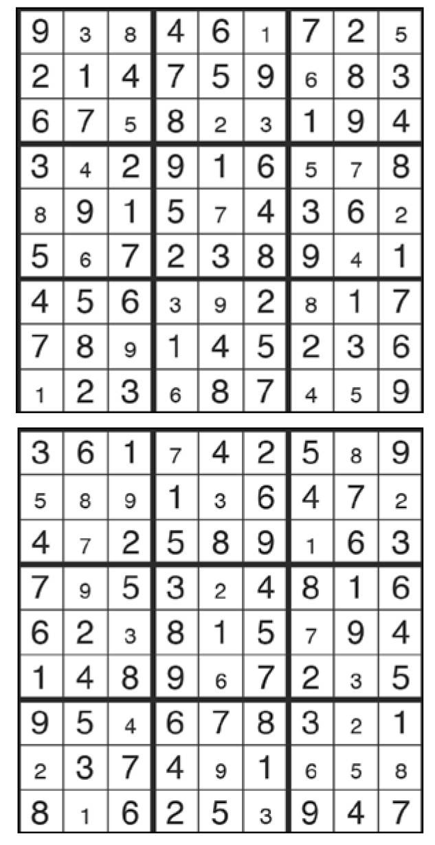 Solutions des sudokus du précédent numéro