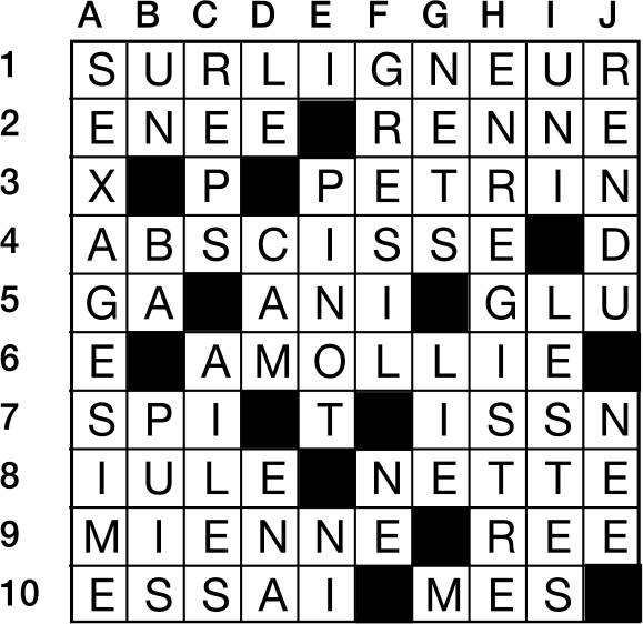 Solutions des mots croisés du précédent numéro