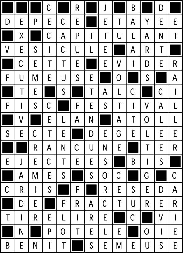 Solutions des mots fléchés du précédent numéro