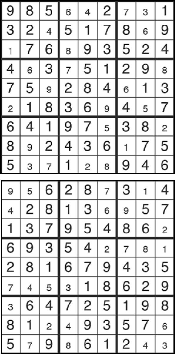 Solutions des sudokus du précédent numéro