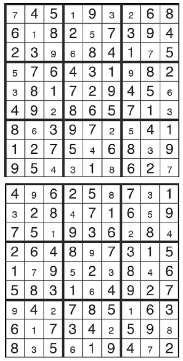 Solutions des sudokus du précédent numéro