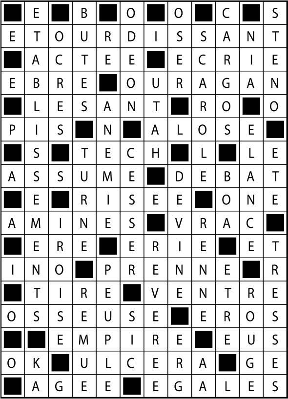 Solutions des mots fléchés du précédent numéro