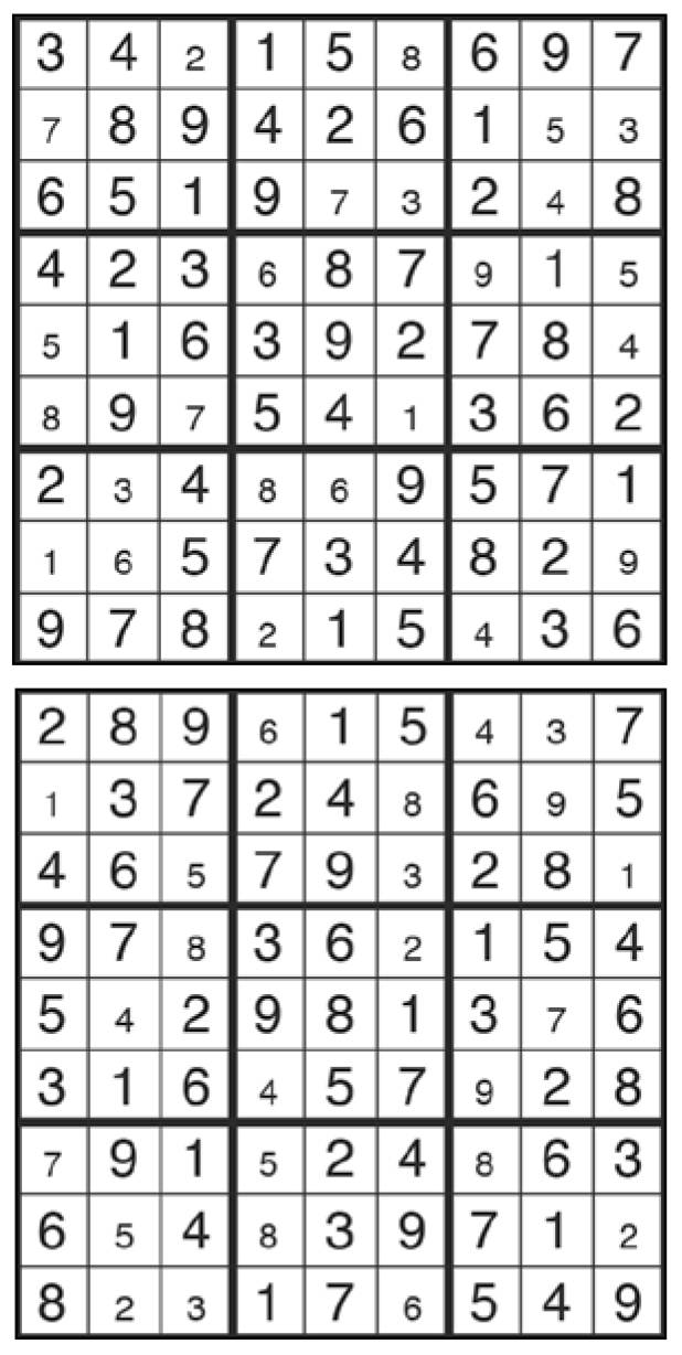 Solutions des sudokus du précédent numéro