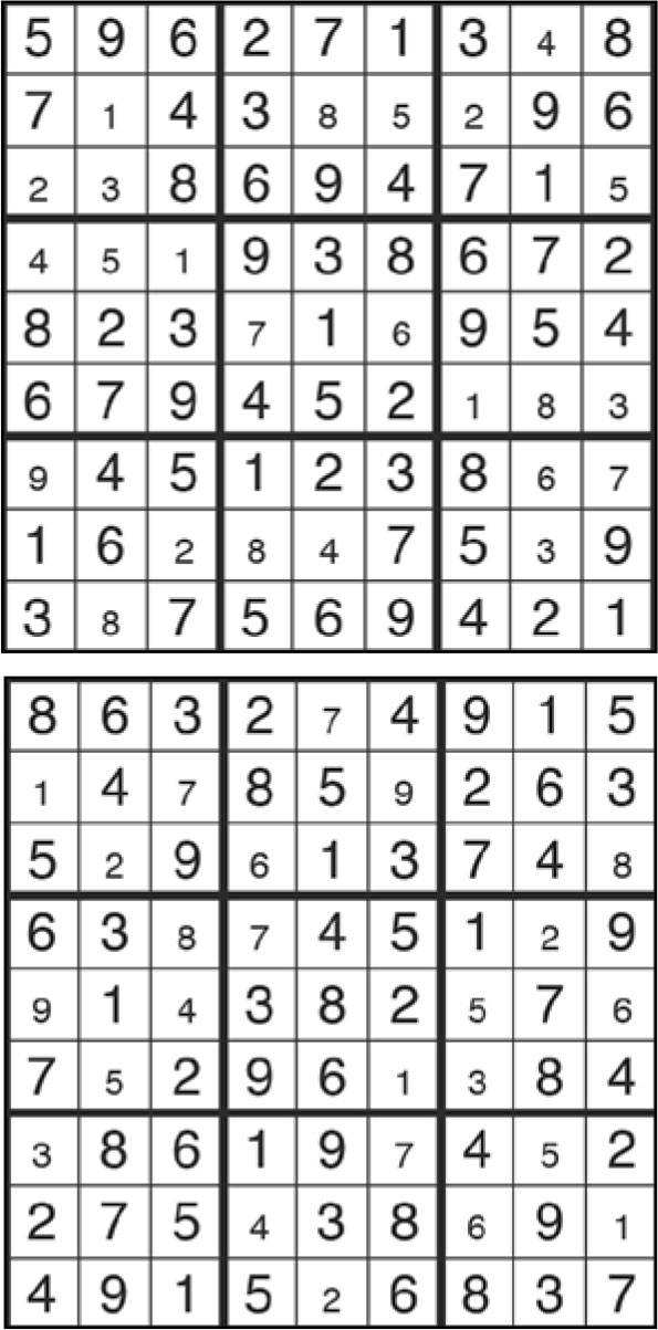 Solutions des sudokus du précédent numéro