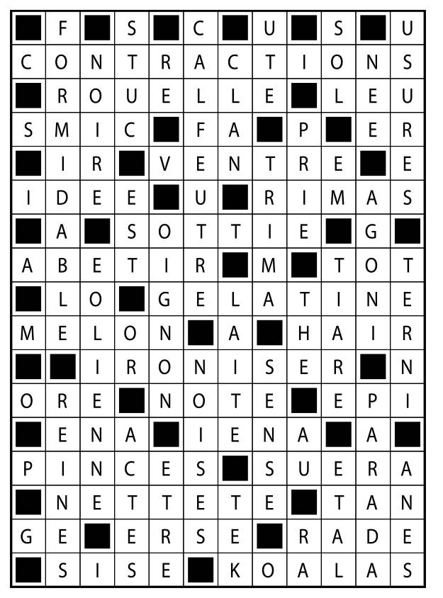 Solutions des mots fléchés du précédent numéro