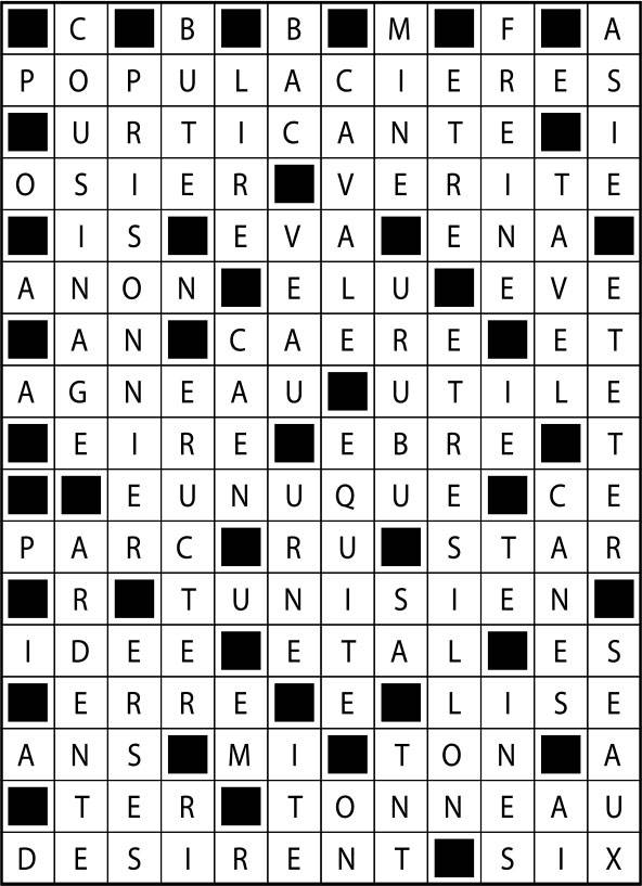 Solutions des mots fléchés du précédent numéro