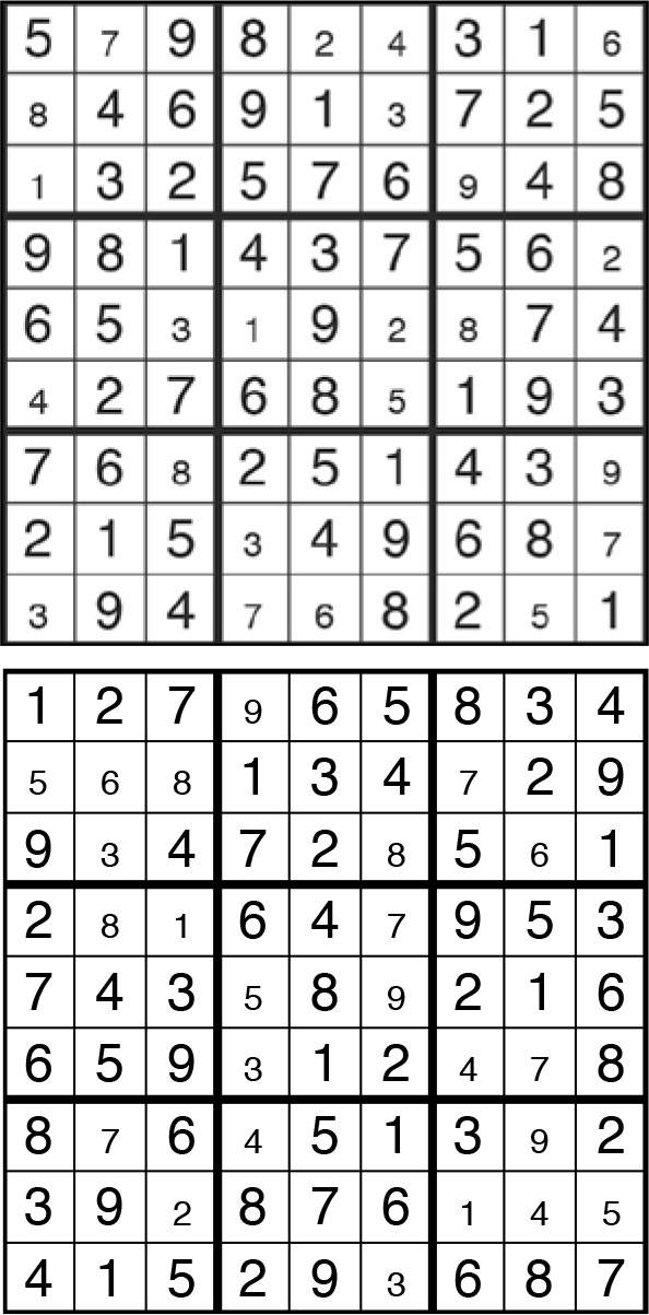 Solutions des sudokus du précédent numéro