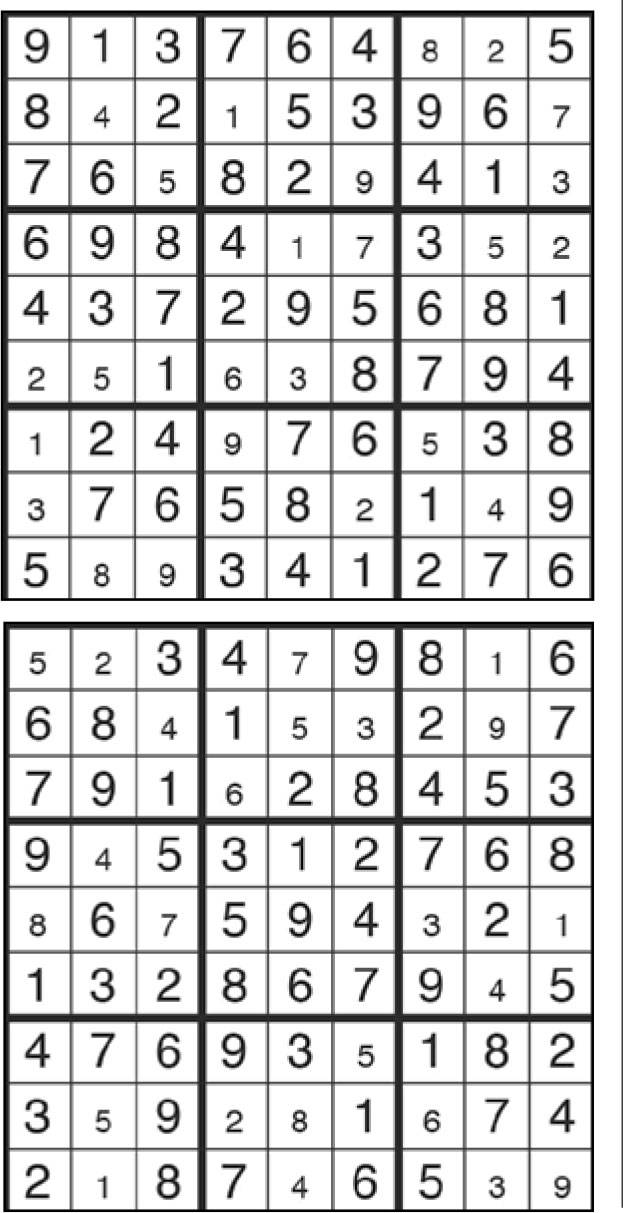 Solutions des sudokus du précédent numéro