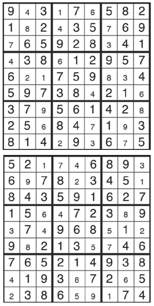 Solutions des sudokus du précédent numéro