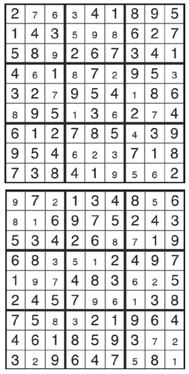 Solutions des sudokus du précédent numéro