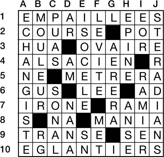 Solutions des mots croisés du précédent numéro